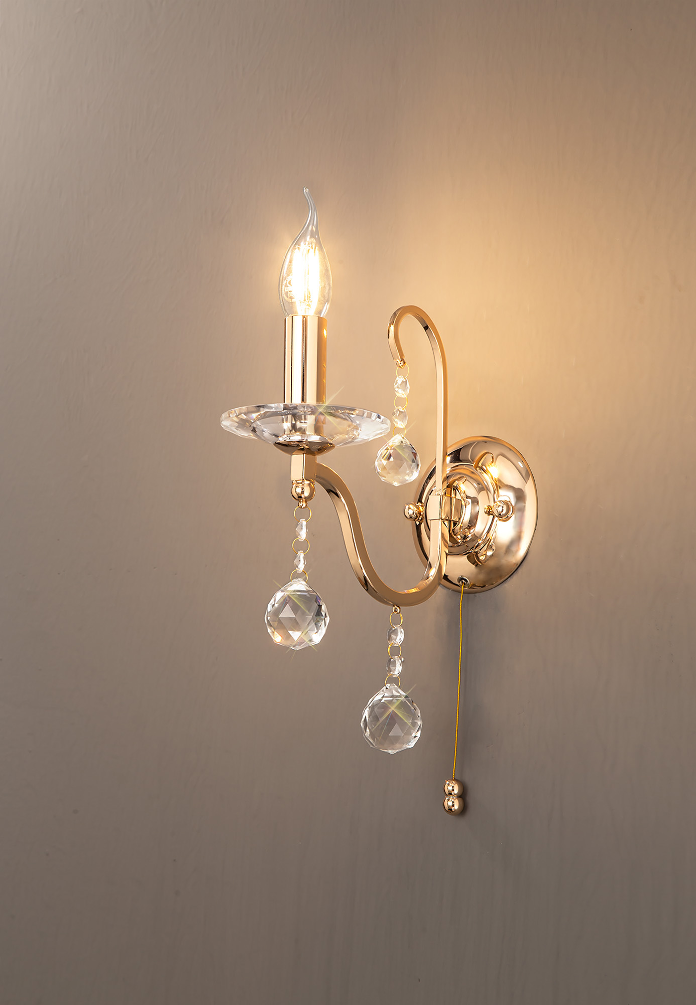 IL30211  Bianco Crystal Switched Wall Lamp 1 Light French Gold